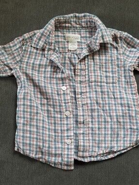 Little Planet Carter's Short-Sleeve Plaid Button-Up Shirt - Blue & Red